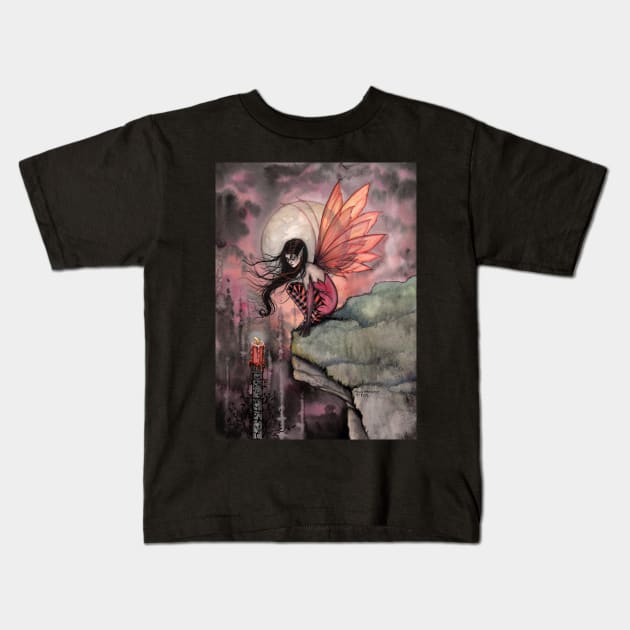 Autumn Flame Fairy Fantasy Art by Molly Harrison Kids T-Shirt by robmolily